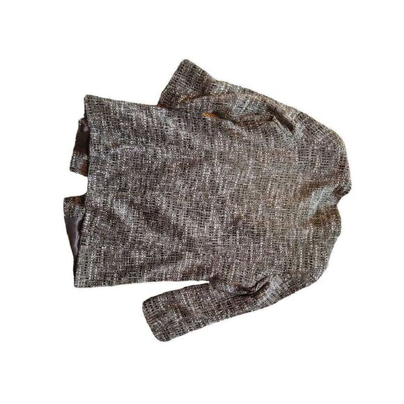 Zanella Tweed Ribbon Open Long Jacket Wool Silk Women's Small - Picture 2 of 6